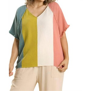 Women's Color Block Cotton Gauze Top - umgee - 1 of 4