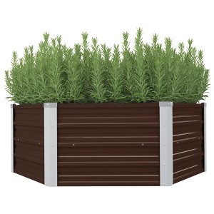 vidaXL Raised Garden Bed Brown 50.8"x50.8"x18.1" Galvanized Steel - 1 of 4
