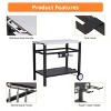 Portable Stainless Steel Outdoor Grill Cart Featuring a Double Shelf, Equipped with Gas Tank Hooks - 4 of 4