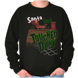 Funny Christmas Santa Touched Down Sweatshirt for Men or Women Brisco Brands - 1 of 4