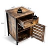 Costway Nightstand with Drawer Cabinet Adjustable Shelf Industrial Side Table Rustic - 2 of 4