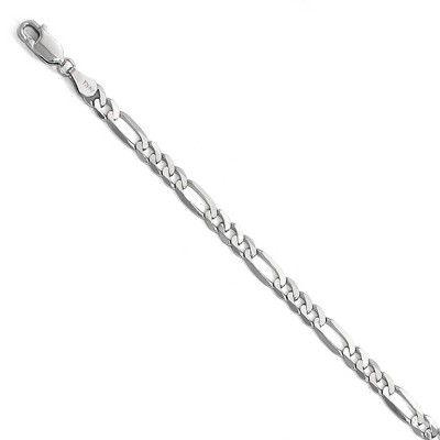 Black Bow Jewelry 5mm 14k White Gold Flat Figaro Chain Bracelet