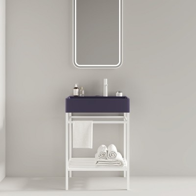 NicBex Bathroom Vanity with Basin,Bathroom Sink Vanity with Open Metal Leg and Shelves,24 inch Bathroom Sink Cabinet for Bathroom