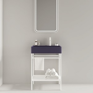 NicBex Bathroom Vanity with Basin,Bathroom Sink Vanity with Open Metal Leg and Shelves,24 inch Bathroom Sink Cabinet for Bathroom - 1 of 4