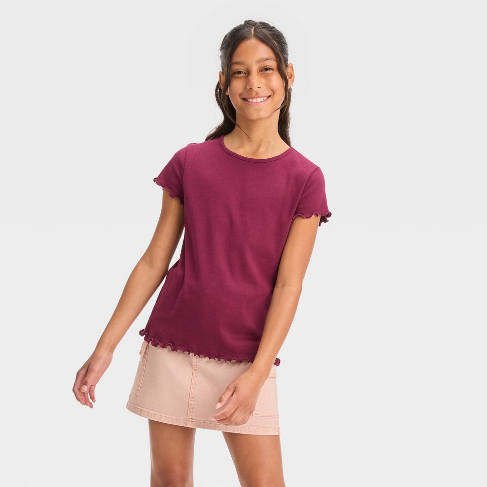 Girls' Short Sleeve T-Shirt - art class™ Maroon XL