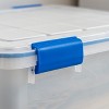 IRIS USA Storage Box with Gasket Seal Lid, Heavy Duty Moving Containers with Tight Latch, Weather Proof Tote Bin - Clear/Blue - 4 of 4