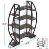 Resenkos Bookshelf, Bookcase Standing Shelf Unts,Industrial Bookshelf, Oval Triple Wide Etagere Bookcases Display Shelves,Rustic Brown - 2 of 4