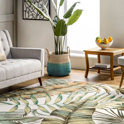 Elen 8' x 10' Olive Synthetic Reversible Washable Area Rug