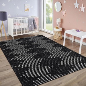 Washable Diamond Stripes Rug, Non-Slip Soft Carpet for Living Room, Bedroom, Nursery, Office - 1 of 4