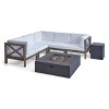 Christopher Knight Home Brava Outdoor Acacia Wood 5 Seater Sectional Sofa Set with Fire Pit - 2 of 4