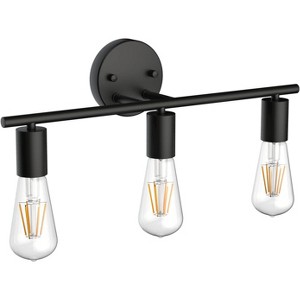 Runesay Bathroom Mirror Wall Light with 3 Lights, Black Iron Bathroom Mirror Lamp, Wall Light, Bathroom Mirror Light, E27 Base, Bulb Not Included - 1 of 4