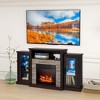 Costway Fireplace TV Stand with Led Lights & 18'' Electric Fireplace For 65" Wall-Mounted TV Dark Brown/Black/White - 2 of 4