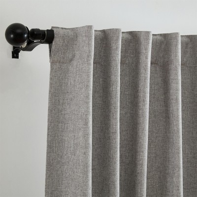 Gray Linen-Textured Blackout Pleated Window Panel