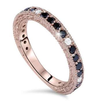 Pompeii3 14k Pink Rose Gold 7/8ct Black & White Diamond Wedding Ring
