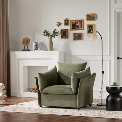 Aukfa Chenille Oversized Armchair, Single Sofa Chair, Modern Armchair Single Sofa Lounge Chair, 23.6" Seat Depth Comfortable Seating for Living Room
