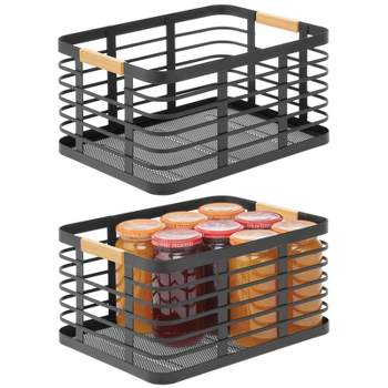 mDesign Metal Wire XS Sliding Under Shelf Kitchen Storage Basket - Matte  Black