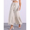 INSPIRE CHIC Women's Boho Elastic High Waist Tie Belt Ruffle Hem Wide Leg Palazzo Pants - 2 of 4