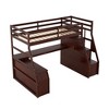 XIYUYEU Twin Size Loft Bed with Desk Wooden Bed Frame with 2 Shelves, 7 Drawers, Stairs - 3 of 4