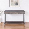 HomeRoots 43" Brown and Black Wood and Metal H-Shape Computer Desk - 2 of 4