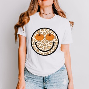 Simply Sage Market Pumpkin Leopard Smiley Short Sleeve Tee - 1 of 4
