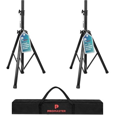 ProMaster Heavy Duty Tripod Speaker Stand: Height Adjustable 40"-71", 35mm Insert, Mobility, Safety Locks, Non-Slip Feet.