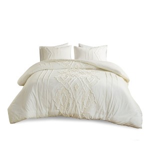 Gracie Mills Dean Chenille Geometric 3-Piece Cotton Comforter Set - 1 of 4