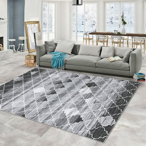 Area Rug Washable Non Slip Backing Boho Trellis Rug Low Pile Distressed Floor Carpet Retro Accent Rug for Living Room Bedroom - 1 of 4