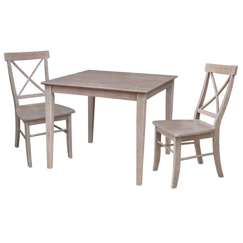 Set of 3 36"x36" Dining Table with 2 X Back Chairs - International Concepts, 1 of 8