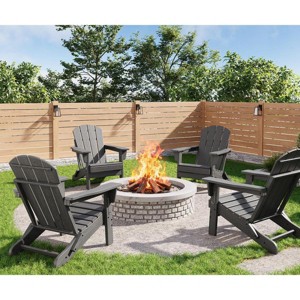 Folding Adirondack Chair Set of 4, HDPE Plastic Weather Resistant Oversized Outdoor Chair for Patio, Lawn, Garden, Backyard, Deck, 380 Lb Support - 1 of 4