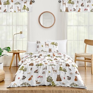 Sweet Jojo Designs Gender Neutral Unisex Twin Comforter Bedding Set Watercolor Woodland Forest Animals Green Brown White 4pc - 1 of 4
