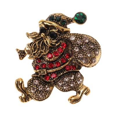 Unique Bargains Christmas Brooches YNCP1350 Santa Claus Alloy Dripping Wax Red Gold Tone 1.38"x1.97" 1 Pc
