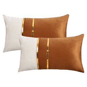 REGALWOVEN Velvet Soft Decorative Square Patchwork Throw Pillow Covers  2 Pcs - 1 of 4
