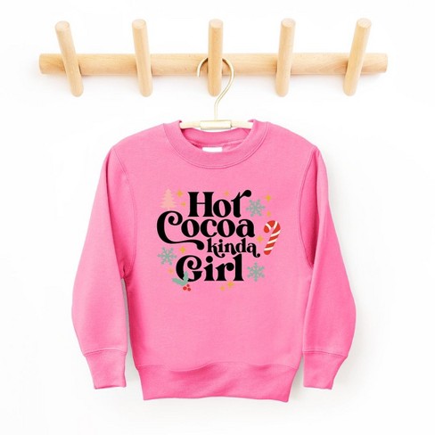 The Juniper Shop Hot Cocoa Kinda Girl Youth Graphic Sweatshirt XL Hot Pink