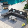 Whisen Aluminum Patio Conversation Set, Modern Metal Outdoor Sectional Sofa With Extra Thick Cushions - Gray - 2 of 4