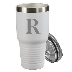 Personalization Mall Personalized Initial Vacuum Insulated Stainless Steel Tumbler, White, 30 oz. - 1 of 1