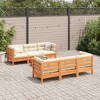 vidaXL 7 Piece Patio Sofa Set with Cushions Wax Brown Solid Wood Pine - Wax Brown - 3 of 4