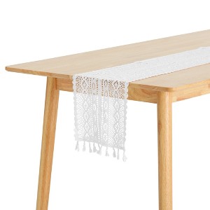 Unique Bargains Bedroom Decor Bridal Party Lace Tassels Table Runner 1 Pack - 1 of 4