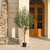 DR.Planzen 5-8FT Lush Artificial Olive Tree - UV Resistant Fake Plant with Black Fruits in 7x8" Black Pot for Indoor/Outdoor House & Floor Decor - 3 of 4