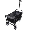 CAVINAS Folding Shopping Cart with Strap Design,Folding Wagon with All-Terrain Wheels,Utility Cart for Camping,Shopping,Sports,Gardening,Black - 2 of 4