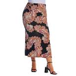 Womens Plus Size Black Paisley Print Foldover Maxi Skirt