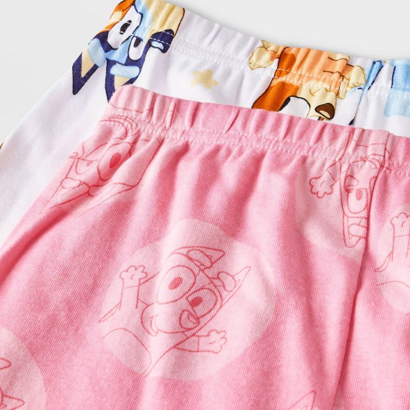 Girls' Bluey 4pc Snug Fit Pajama Set - Pink/White, 4 of 5