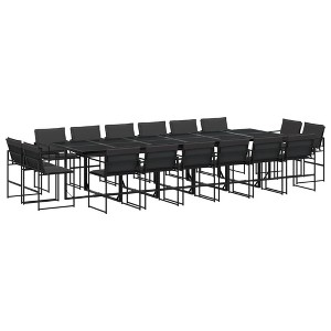 vidaXL 17 Piece Patio Dining Set with Cushions Black Textilene - 1 of 4