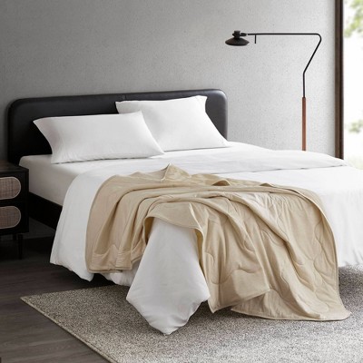 Tan Cooling Touch Lightweight Knit Throw Blanket