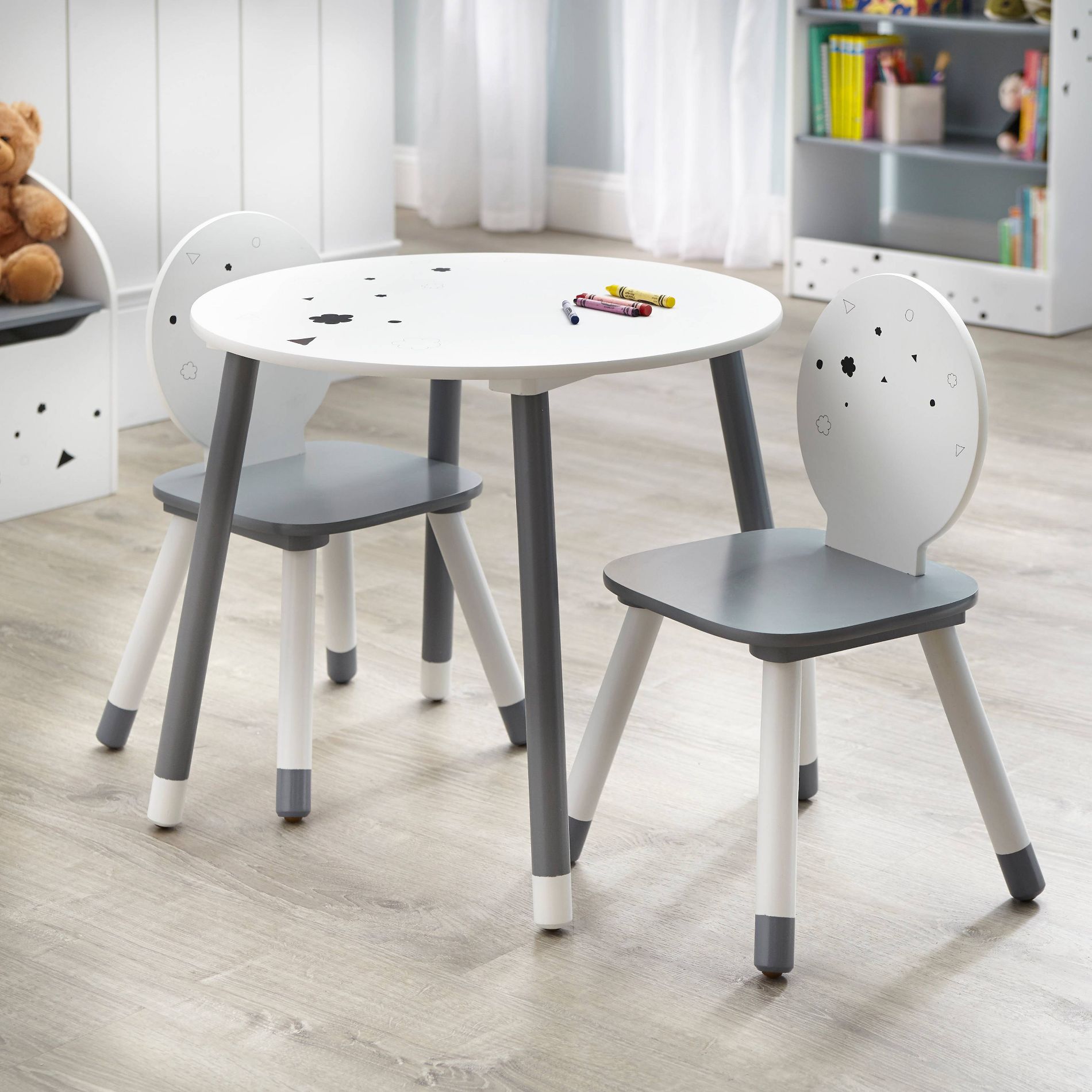 3pc Talori Kids' Table and Chair Set Gray/White - Buylateral