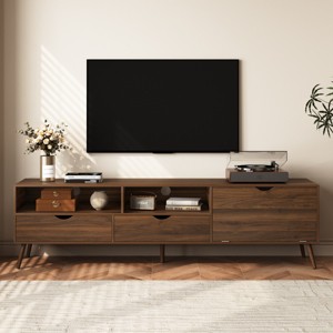 70.8" Mid Century TV Stand for 80 Inch TV, Media Console with 2 Drawers & Drop-Down Door for Living Room-3irtyhousy - 1 of 4