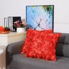 PiccoCasa Decorative Square 3D Satin Rose Flower Throw Pillow Cover 2 Pcs - 4 of 4