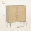 Bohemian Sideboard, 31.5" Buffet Cabinet with 2 Rattan Doors and Shelves for Living Room, Hallway - 3 of 4