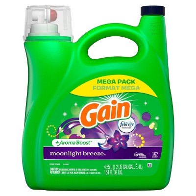Gain + Aroma Boost Moonlight Breeze Scent HE Compatible Liquid Laundry Detergent - 154 fl oz
