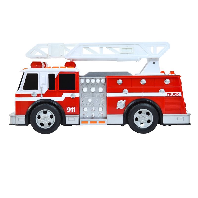 Maxx Action Large Firetruck with Extendable Ladder &#8211; Lights &#38; Sounds Motorized Rescue Vehicle, 4 of 8