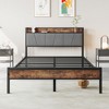 Full Size Bed Frame, Storage Headboard with Charging Station, Solid and Stable, Noise Free, No Box Spring Needed, Easy Assembly,Vintage Brown and Gray - 3 of 4